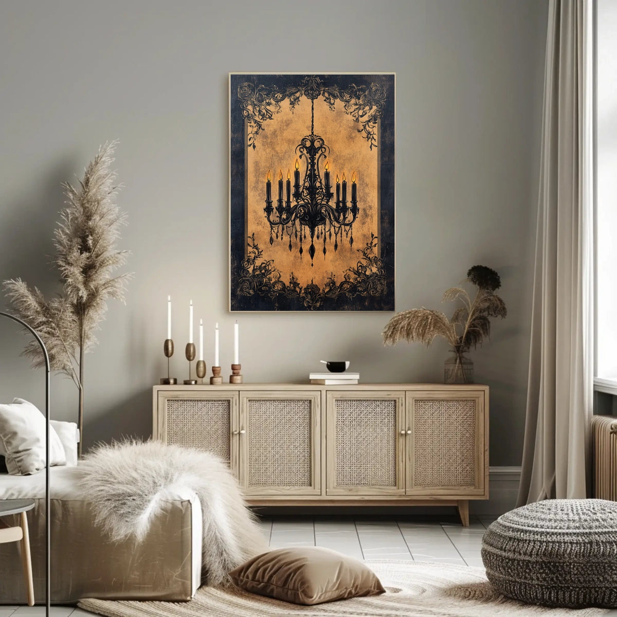 Vintage Chandelier Art Print with Luxurious Details Poster