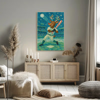 Reindeer At Bat Poster