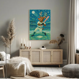 Reindeer At Bat Poster