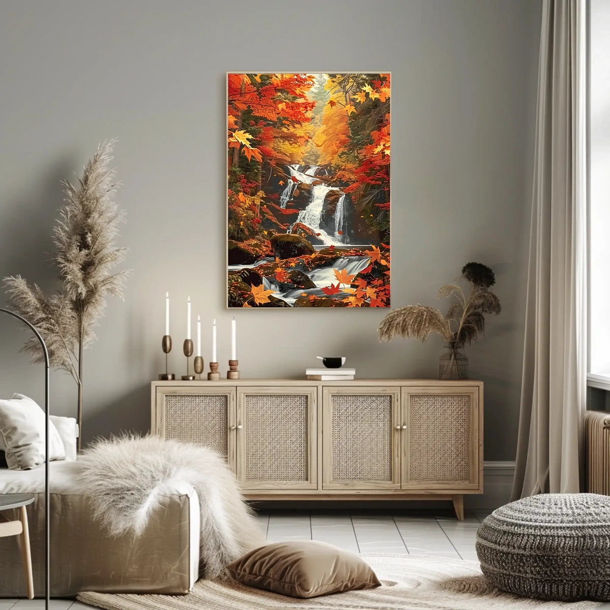 Autumn Waterfall Serenity Poster