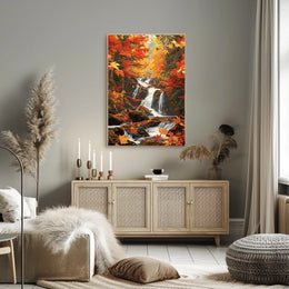 Autumn Waterfall Serenity Poster