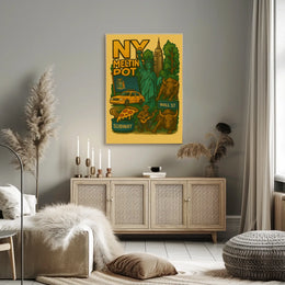 New York City Highlights Travel Poster Vintage Wall Art