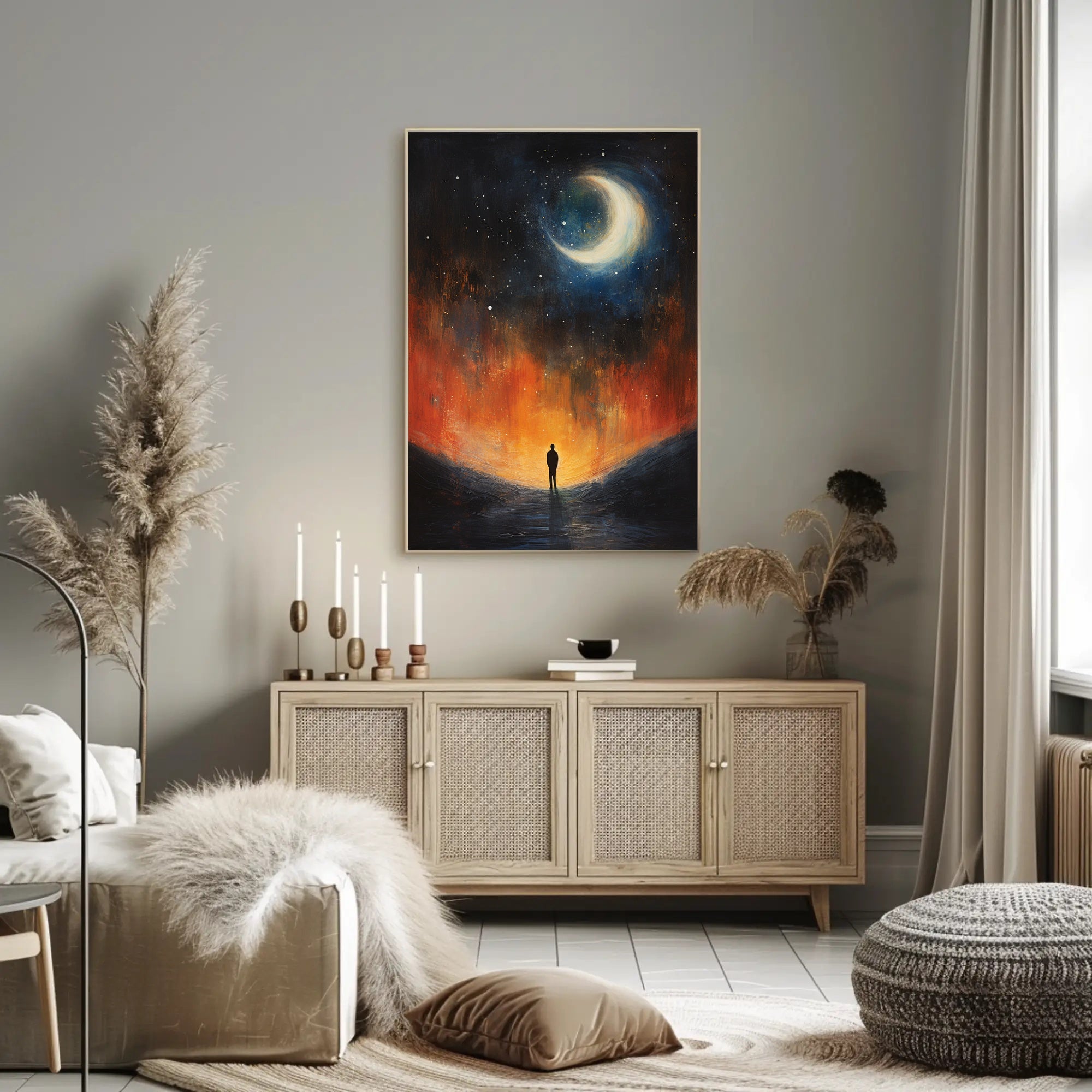 Stargazer's Dream: Surreal Cosmic Night Artistic Poster