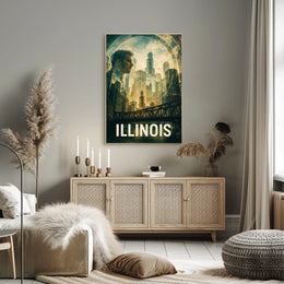 Illinois Skyline Reflection Poster