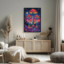 Enchanted Mushroom Landscape Art Print Poster for Home Decor and Nature Lovers PosterGoat