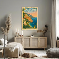 Amalfi Coast Vintage Travel Poster with Lemons