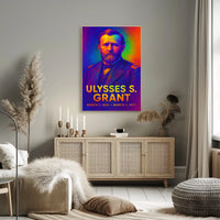 Ulysses S. Grant 18th President of the United States Neon Gradient Overlay Poster