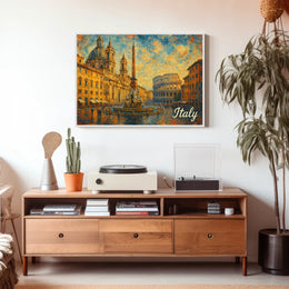 Enchanting Italy Watercolor Impressionism Travel Italian Landscapes Mediterranean Vibe Poster