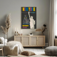 New York Travel Dreams Poster Retro City Skyline Wall Art