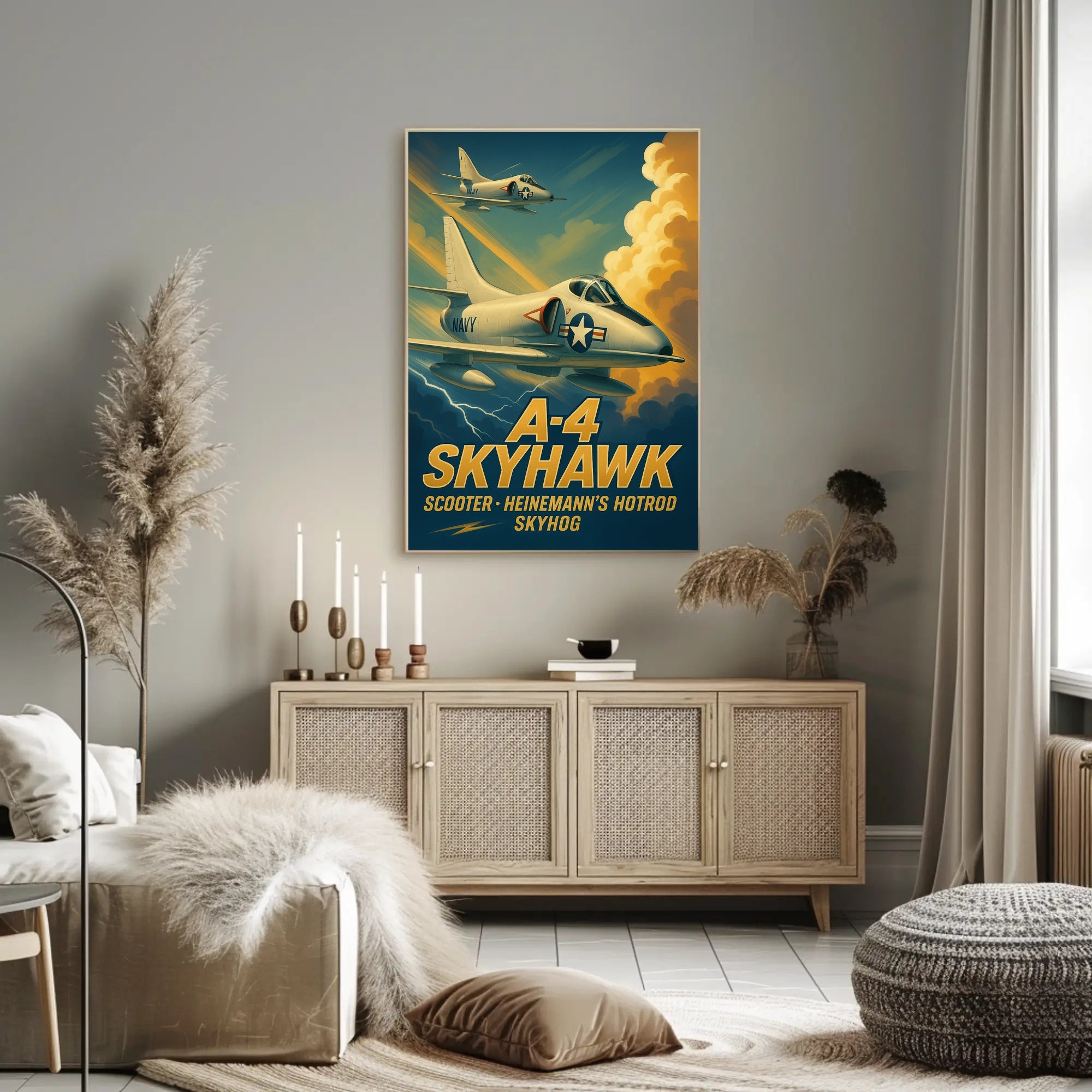 Skyhawk Jets Soaring Through Dramatic Sky Military Poster