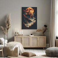 Mystical Castle and Dragons Fantasy Art Poster PosterGoat