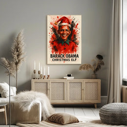 Barack Obama Christmas Elf Watercolor Presidential Poster