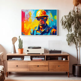 Dynamic Construction Worker Abstract Art Poster