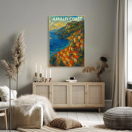 Amalfi Coast Poster Art Print for Coastal Home Decor