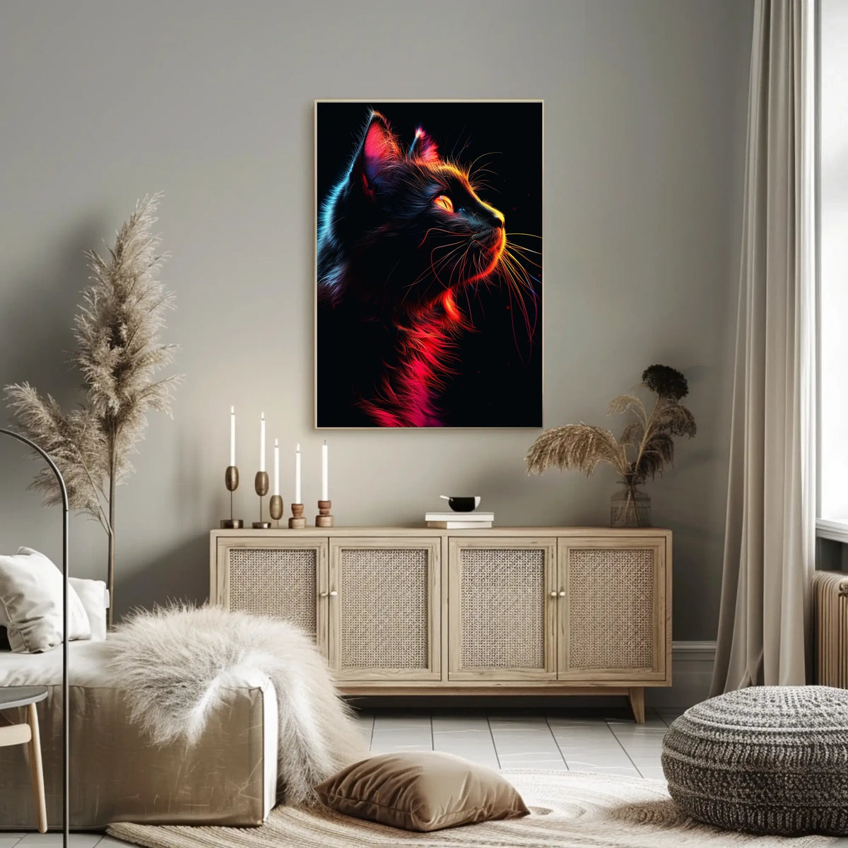 Neon Cat Portrait Poster