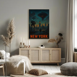 New York Futuristic Invasion Poster