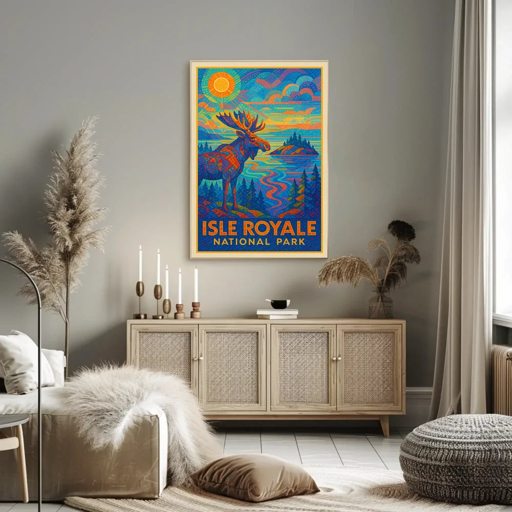 Isle Royale National Park Moose Wildlife Scenic Poster