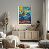 Isle Royale National Park Moose Wildlife Scenic Poster