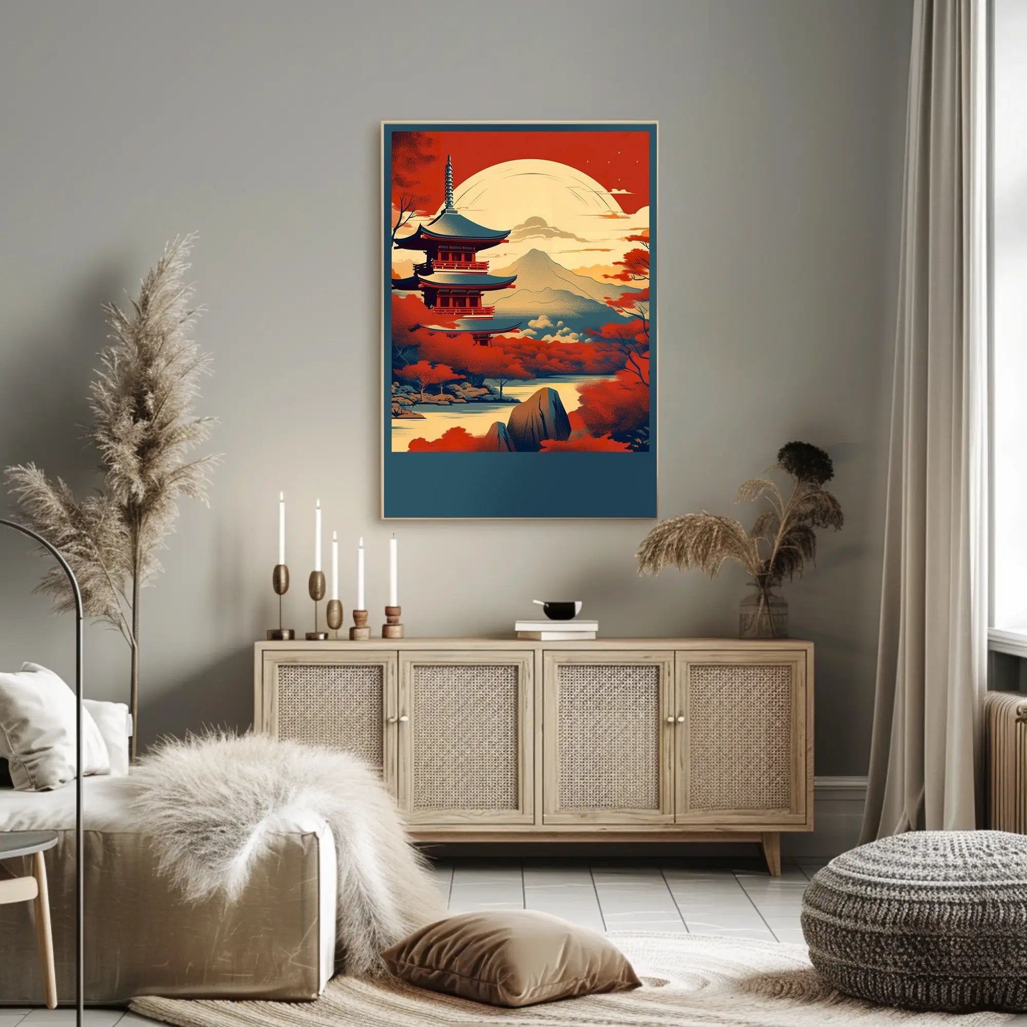 Tranquil Autumn Landscape Pagoda Poster