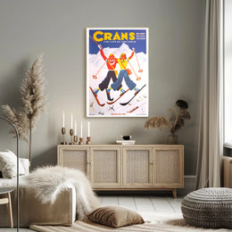 Skiing Adventure in Crans Swiss Alps Travel Poster PosterGoat