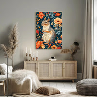 Whimsical Squirrel and Flowers Vibrant Animal Poster