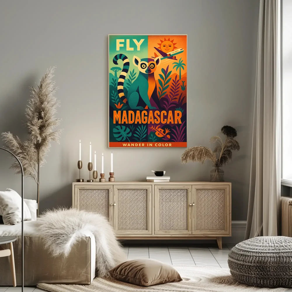 Fly Madagascar Wander in Color Travel Poster PosterGoat