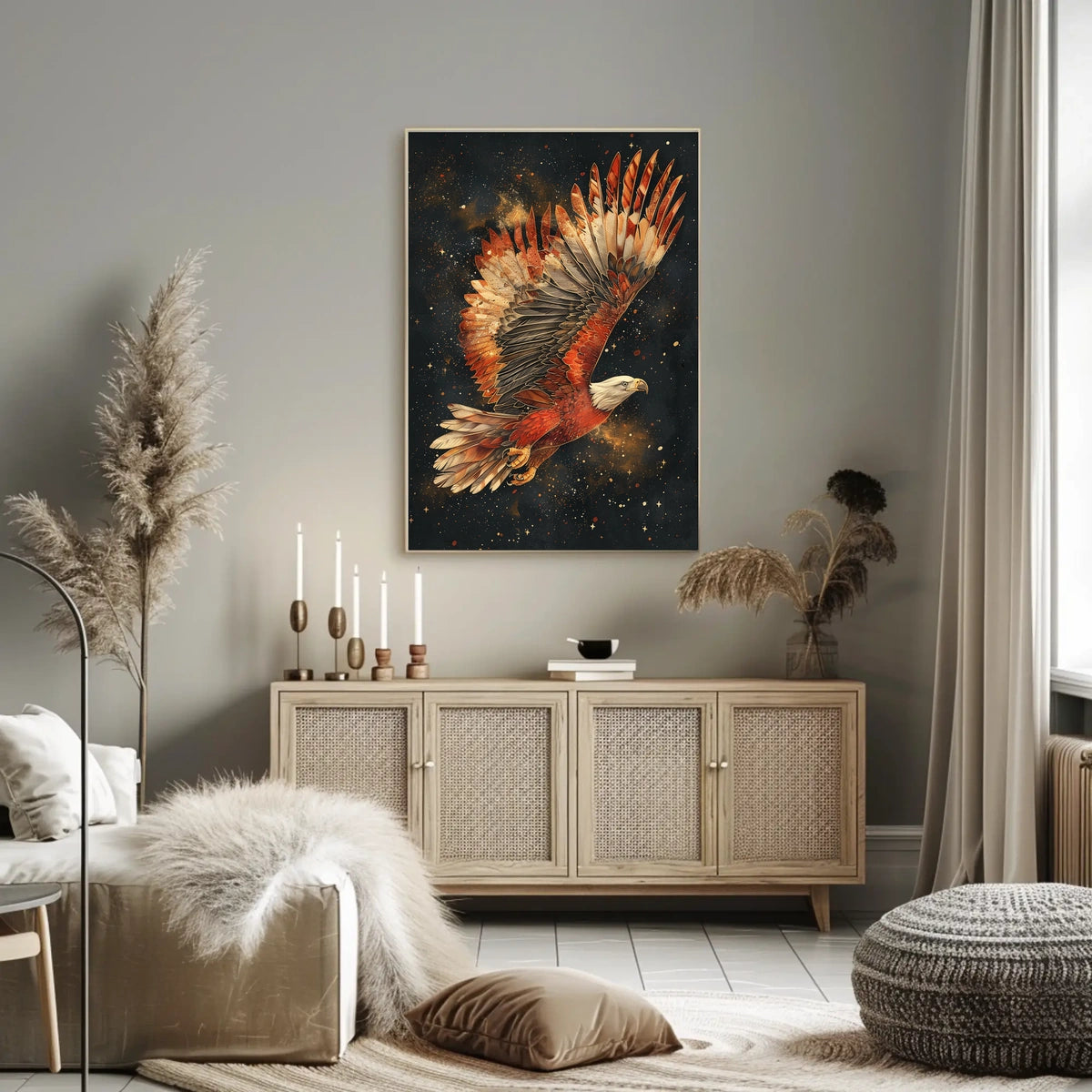 Majestic Cosmic Eagle in Flight Art Poster