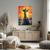 Vibrant Abstract Christ Statue Art: Abstract or Artistic Poster