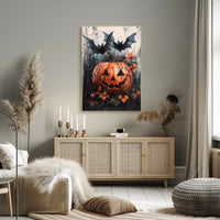 Spooky Pumpkin Scene Halloween Cultural or Heritage Poster
