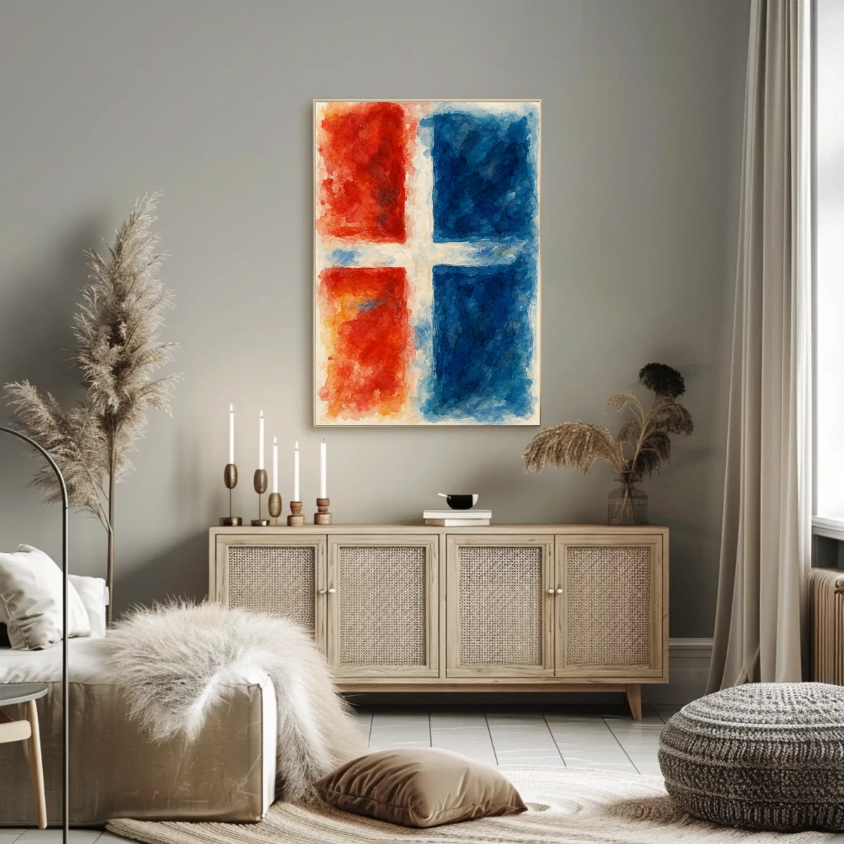 Abstract Red And Blue Composition Poster