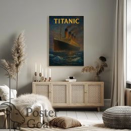 Titanic Voyage Vintage Historical Illustrated Poster