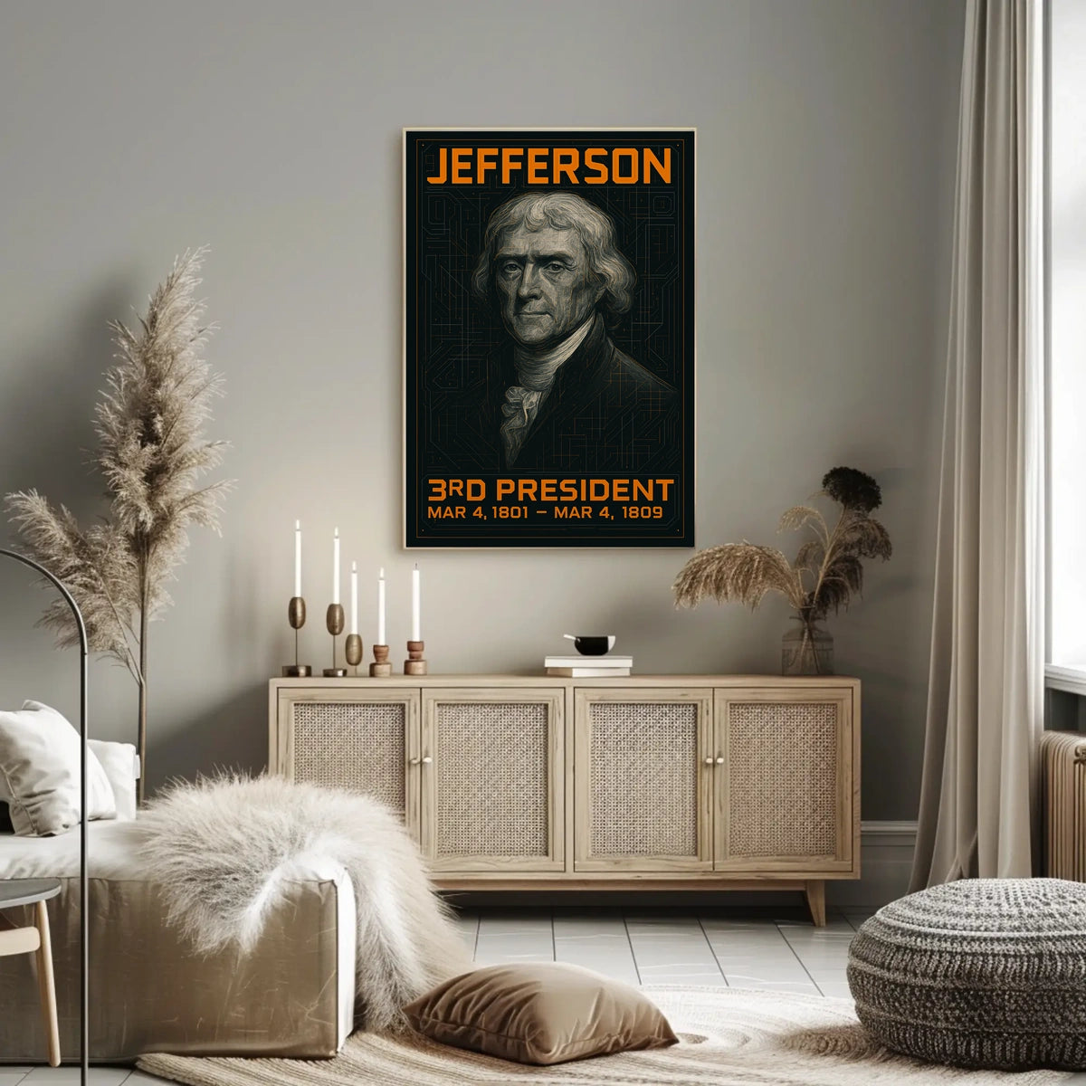 Thomas Jefferson 3rd President of the United States Techno Schematic Poster
