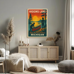 Higgins Lake Sunset Travel Poster
