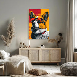 Stylized Corgi Dog with Sunglasses Pop Culture Poster PosterGoat