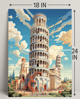 The Leaning Tower Of Pisa Artistic Poster PosterGoat