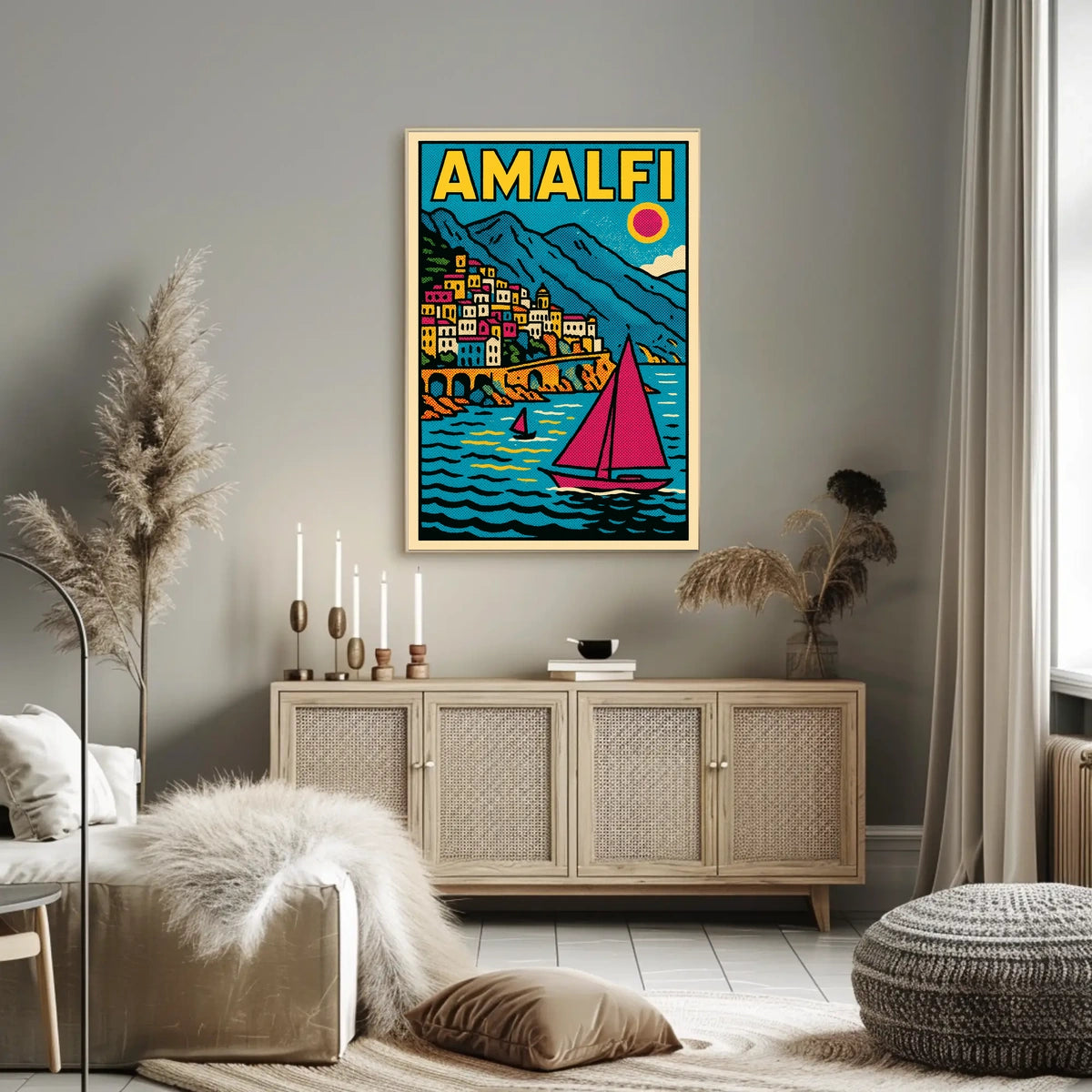 Amalfi Coast Vibrance Poster Wall Art for Coastal Decor