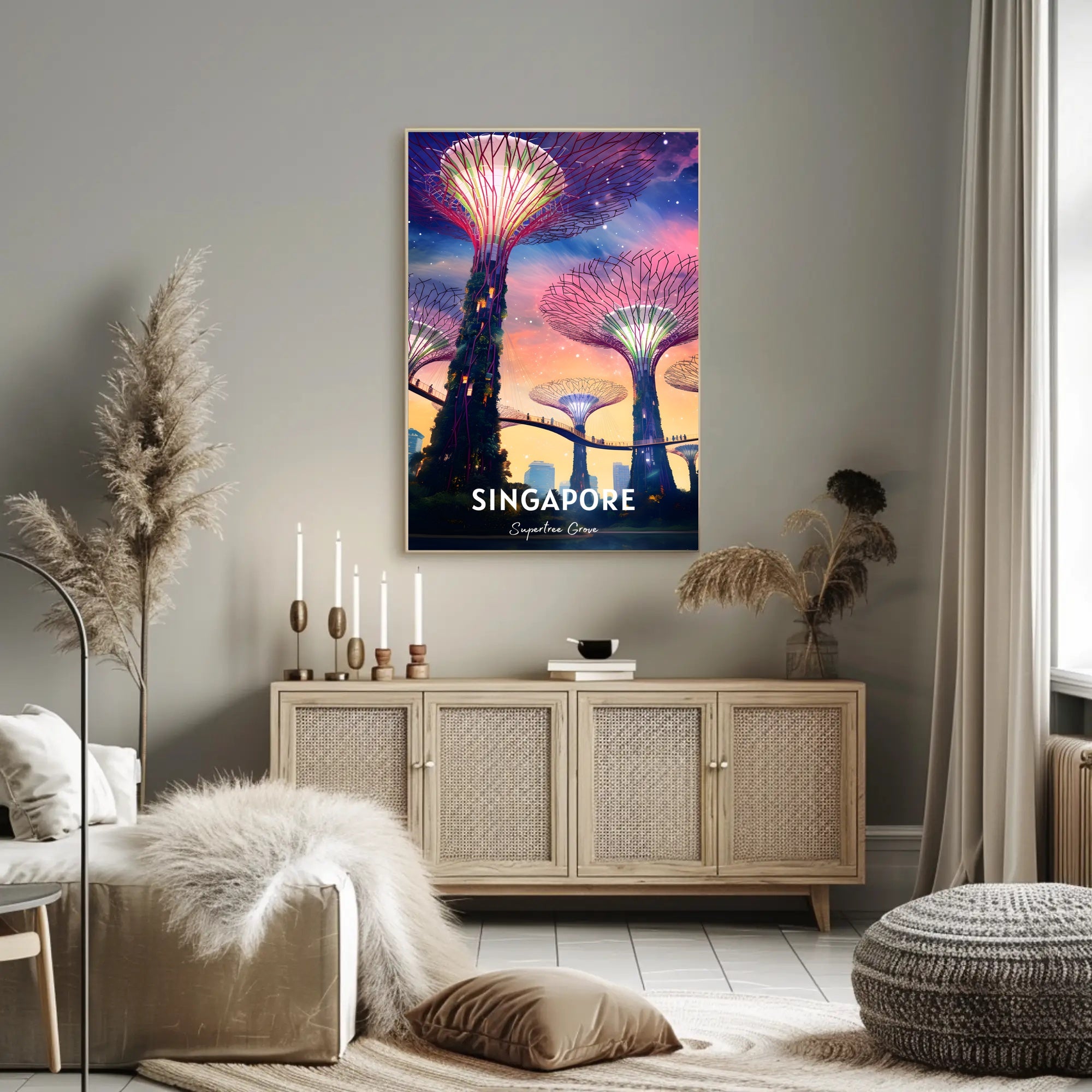 Supertree Grove Sunset in Singapore Urban or Cityscape Poster