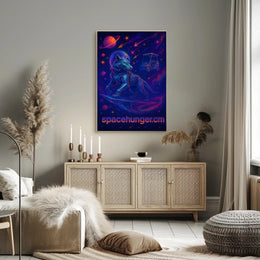 Futuristic Lion in Space Sci-Fi Poster