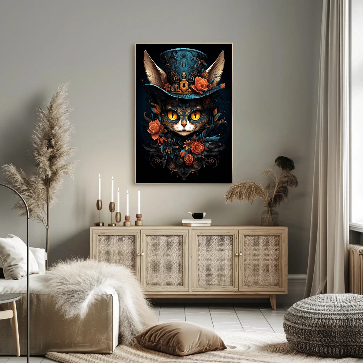 Enchanted Cat with Top Hat Fantasy or Mythology Poster