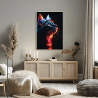 Neon Cat Portrait Poster