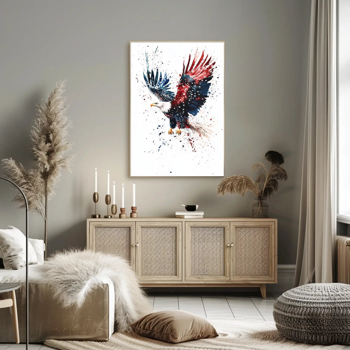 powerful bald eagle flying Poster