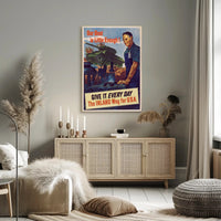WWII Industrial Support Poster Emphasizing American War Effort