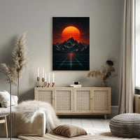 Retro-futuristic Landscape with Neon Glow Futuristic Sci-Fi Poster