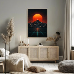 Retro-futuristic Landscape with Neon Glow Futuristic Sci-Fi Poster