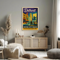 Motor City Magic: Vibrant Detroit Travel Poster