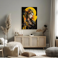 Futuristic Cyberpunk Woman Portrait Art Poster