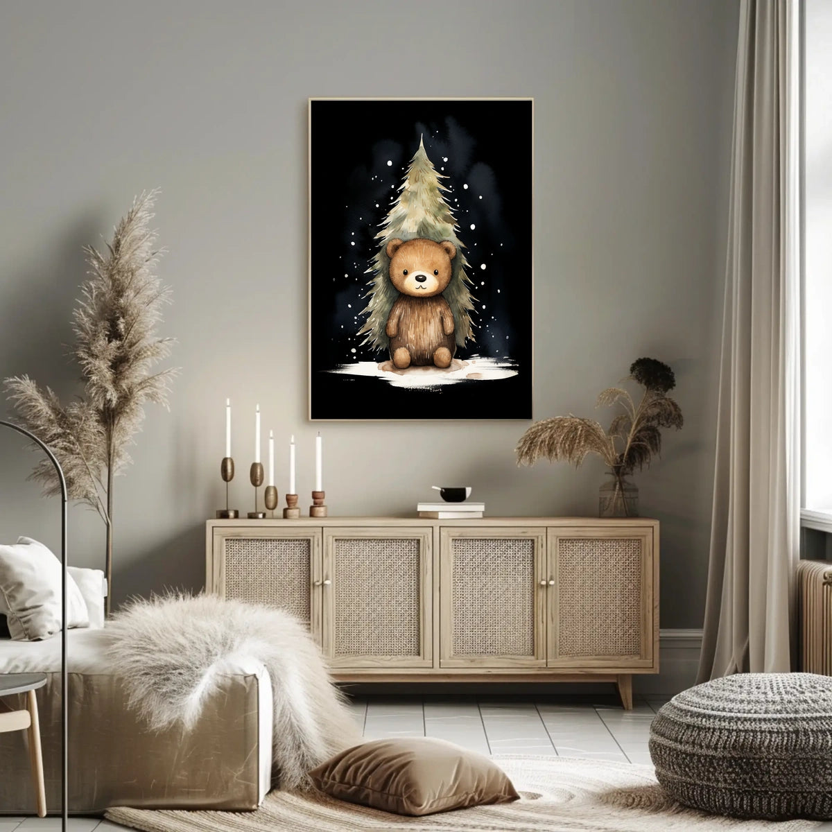 Cute Bear Winter Wonderland Watercolor Art Print