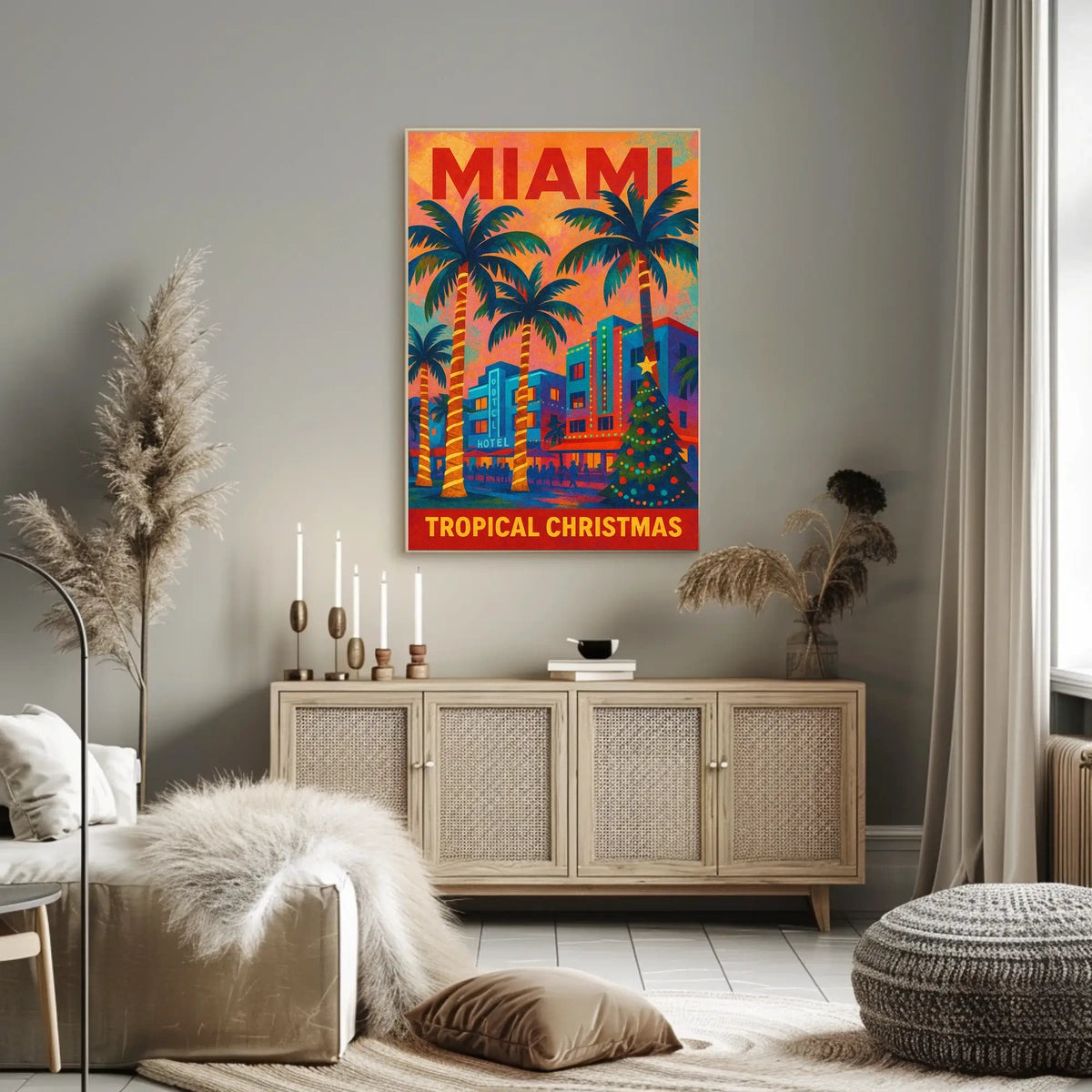 Miami Tropical Christmas Poster