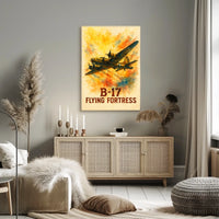 B-17 Flying Fortress Vintage Aviation Art Poster