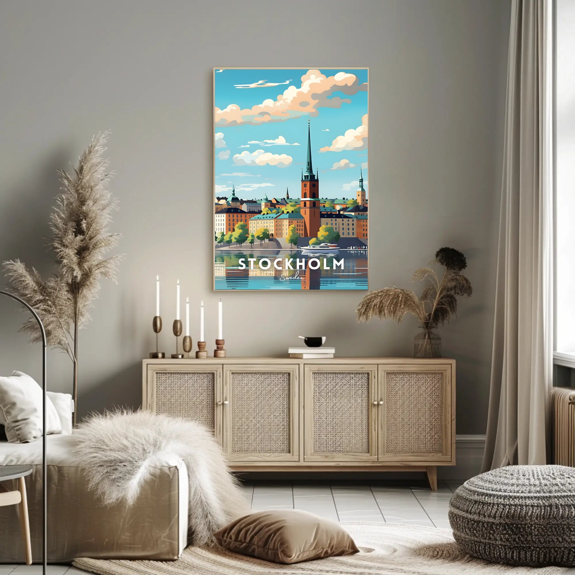 Stockholm Serenity: Picturesque Cityscape Urban or Cityscape Poster